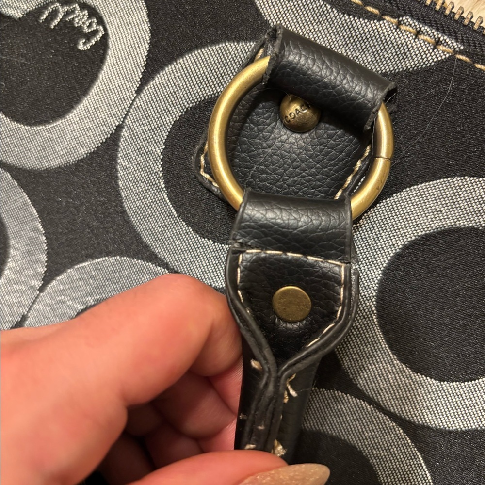 Coach Vintage Black and Gray OP Art Signature Medium Satchel Bag - Picture 13 of 15